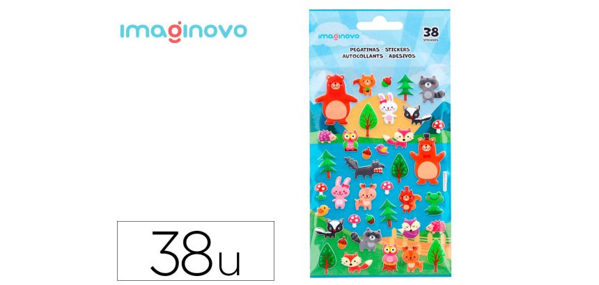 Pegatinas imaginovo cute animales bosque con relieve 190x105 mm en blister