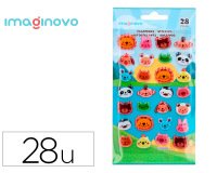 Pegatinas imaginovo cute animales salvajes caras con relieve 190x105 mm en blister