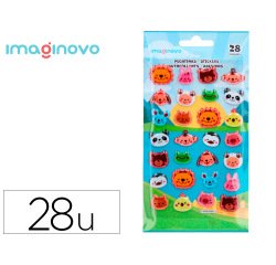 Pegatinas imaginovo cute animales salvajes caras con relieve 190x105 mm en blister