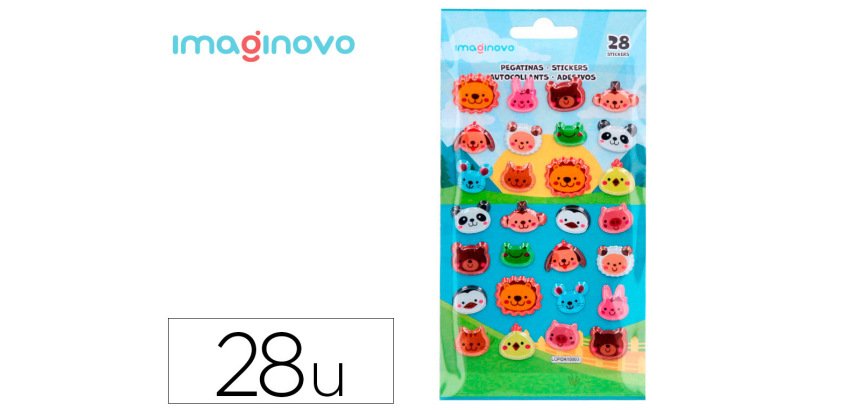 Pegatinas imaginovo cute animales salvajes caras con relieve 190x105 mm en blister