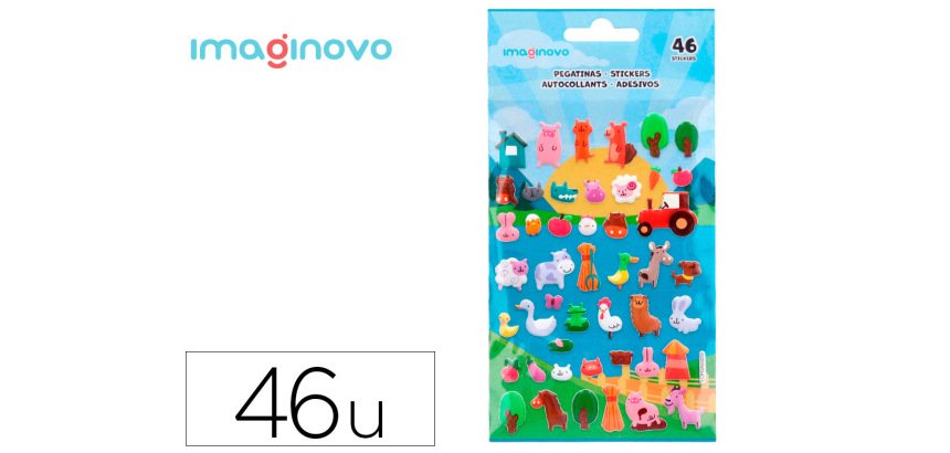 Pegatinas imaginovo cute animales granja con relieve 190x105 mm en blister