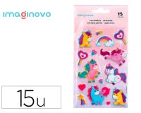Pegatinas imaginovo unicornios magic dreams con brillo 190x105 mm en blister