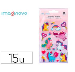 Pegatinas imaginovo unicornios magic dreams con brillo 190x105 mm en blister