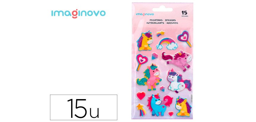 Pegatinas imaginovo unicornios magic dreams con brillo 190x105 mm en blister