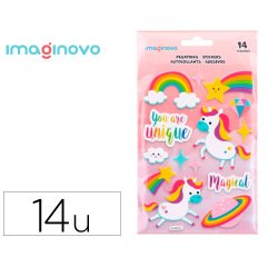 Pegatinas imaginovo unicornios magic dreams con relieve 210x130 mm en blister