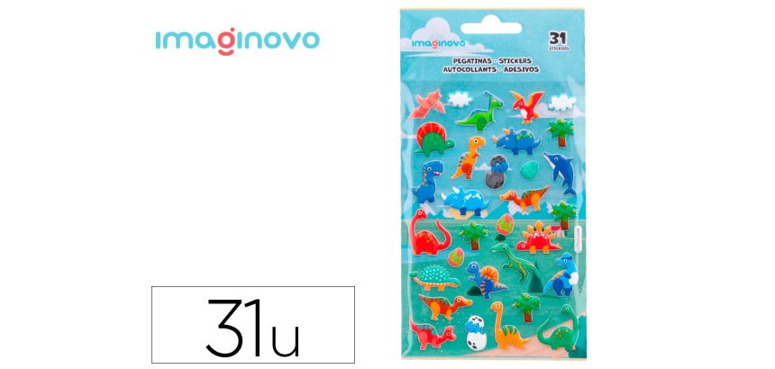 Pegatinas imaginovo kids dinosaurios goma eva 190x105 mm en blister