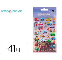 Pegatinas imaginovo kids coches con relieve 190x105 mm en blister