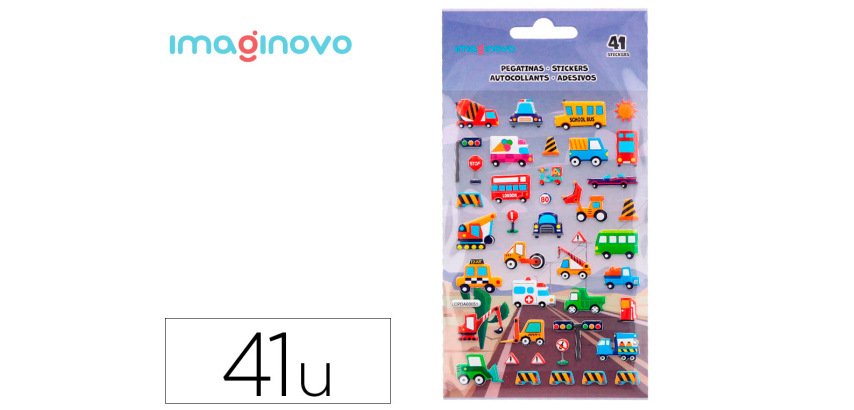 Pegatinas imaginovo kids coches con relieve 190x105 mm en blister