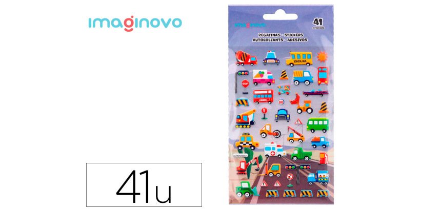 Pegatinas imaginovo kids coches con relieve 190x105 mm en blister