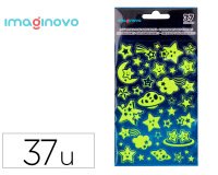 Pegatinas imaginovo luminosas estrellas con relieve 190x105 mm en blister