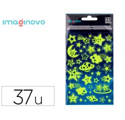 Pegatinas imaginovo luminosas estrellas con relieve 190x105 mm en blister