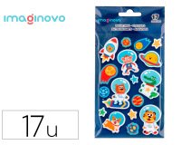 Pegatinas imaginovo luminosas astronautas con relieve 190x105 mm en blister