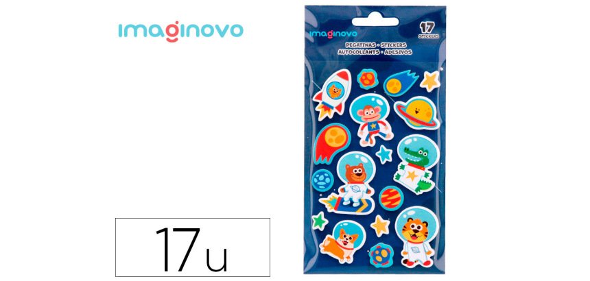 Pegatinas imaginovo luminosas astronautas con relieve 190x105 mm en blister