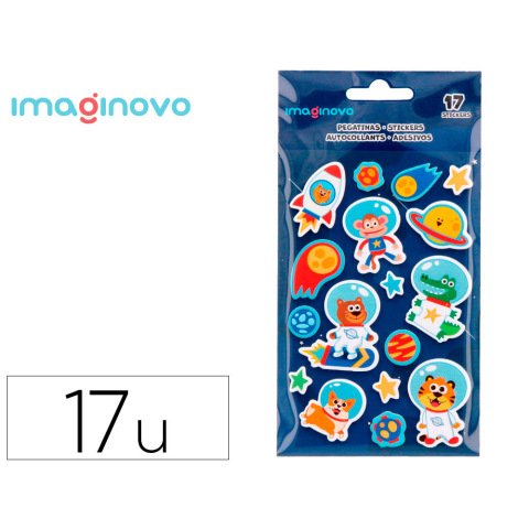 Pegatinas imaginovo luminosas astronautas con relieve 190x105 mm en blister