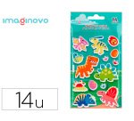 Pegatinas imaginovo luminosas dinosaurios con relieve 190x105 mm en blister