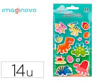 Pegatinas imaginovo luminosas dinosaurios con relieve 190x105 mm en blister