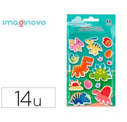 Pegatinas imaginovo luminosas dinosaurios con relieve 190x105 mm en blister