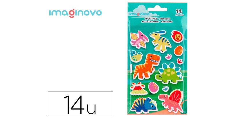 Pegatinas imaginovo luminosas dinosaurios con relieve 190x105 mm en blister