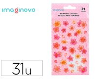Pegatinas imaginovo flores rosas de papel 190x104 mm en blister