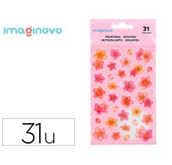 Pegatinas imaginovo flores rosas de papel 190x104 mm en blister
