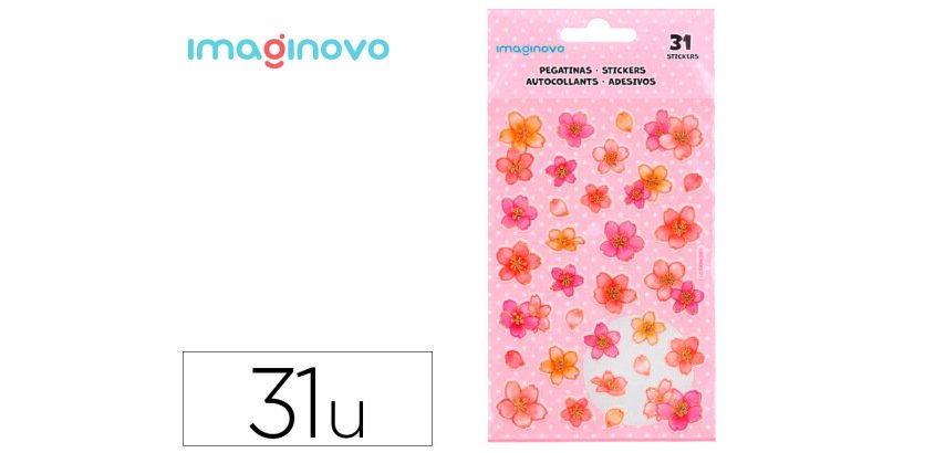 Pegatinas imaginovo flores rosas de papel 190x104 mm en blister
