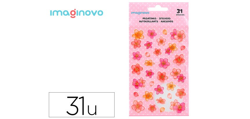 Pegatinas imaginovo flores rosas de papel 190x104 mm en blister