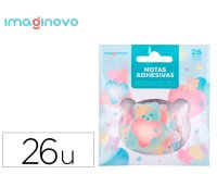 Pegatinas imaginovo notas adhesivas papel forma oso y corazon 110x105 mm en blister