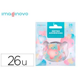 Pegatinas imaginovo notas adhesivas papel forma oso y corazon 110x105 mm en blister