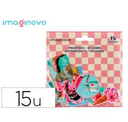 Pegatinas imaginovo good vibes diseños surtidos para ordenador 145x140 mm en blister