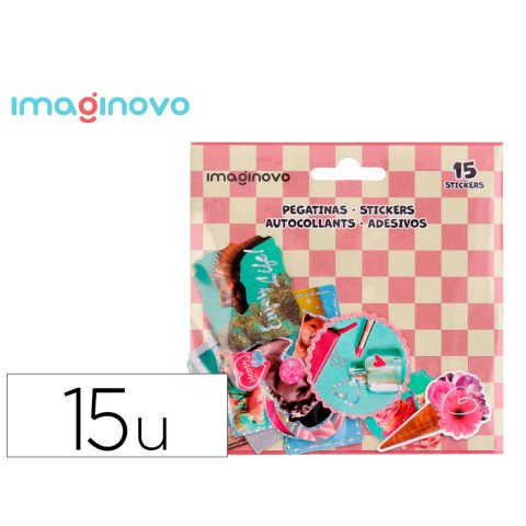 Pegatinas imaginovo good vibes diseños surtidos para ordenador 145x140 mm en blister