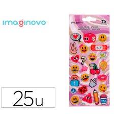 Pegatinas imaginovo diseños surtidos smiley con brillo 214x100 mm en blister