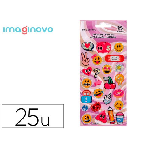Pegatinas imaginovo diseños surtidos smiley con brillo 214x100 mm en blister