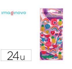 Pegatinas imaginovo diseños surtidos verano con brillo 214x100 mm en blister