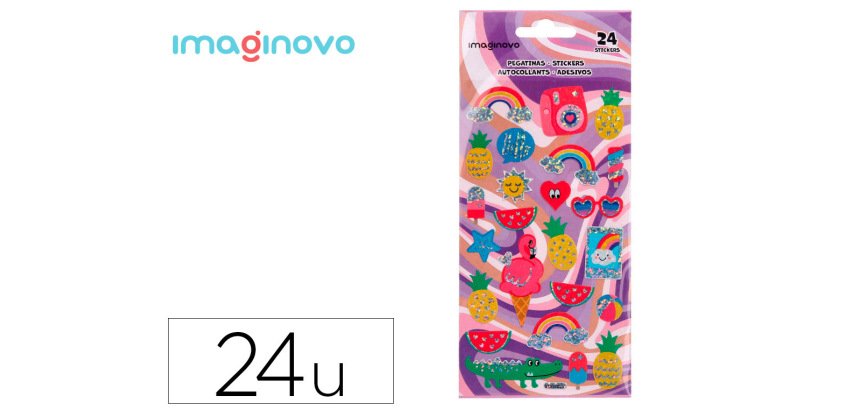 Pegatinas imaginovo diseños surtidos verano con brillo 214x100 mm en blister