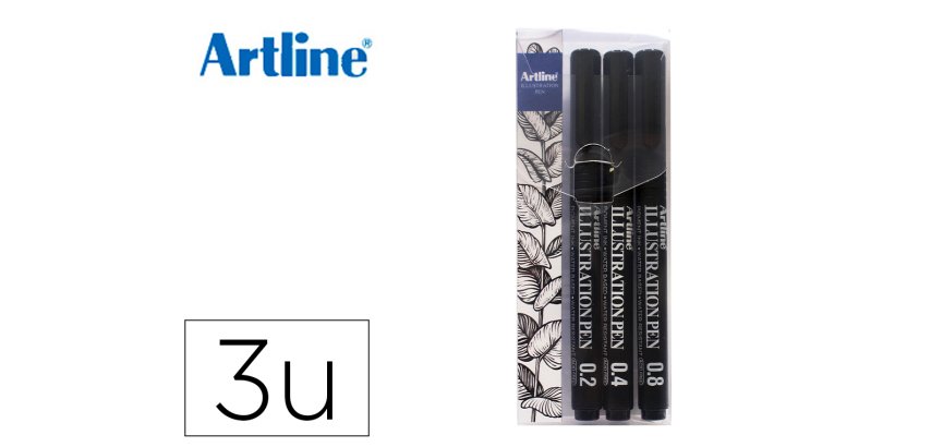 Rotulador artline calibrado micrometrico negro illustration pen billetera ek-280w3iln resistente al
