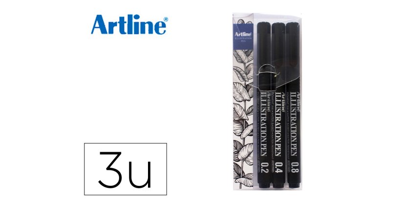 Rotulador artline calibrado micrometrico negro illustration pen billetera ek-280w3iln resistente al