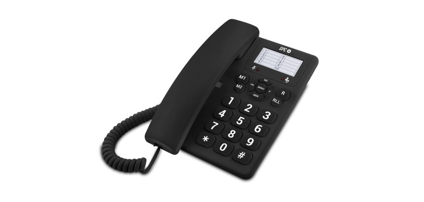 Telefono spc sobremesa teclas grandes con rellamada 3 niveles volumen opcion mute 3 memorias directas color negro