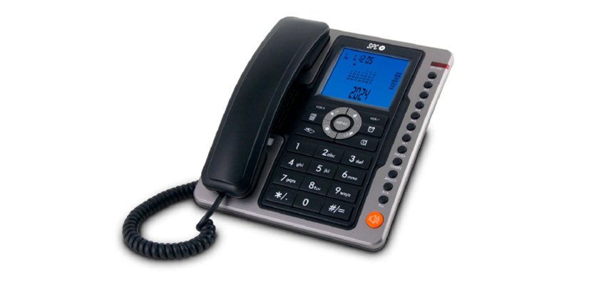 Telefono spc sobremesa/mural pantalla 3,5\" retroiluminada con rellamada opcion mute 7 memorias directas color negro