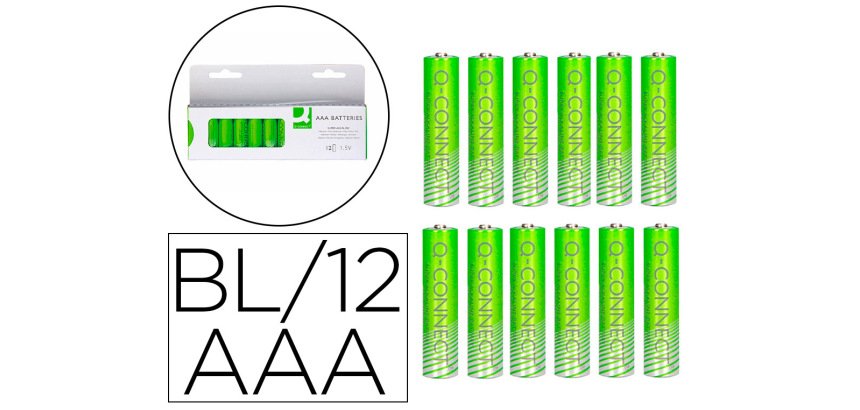 Pila q-connect alcalina aaa blister con 12 unidades