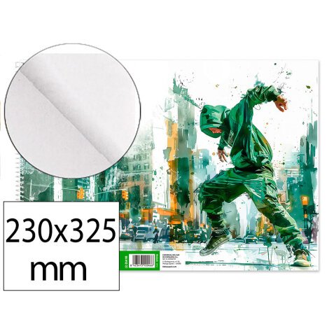 Bloc dibujo liderpapel artistico urban espiral 230x325mm 20 hojas 130g/m2 sin recuadro perforado