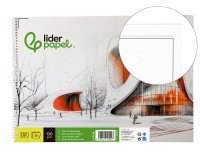 Bloc dibujo liderpapel lineal vanguardia espiral 230x325mm 20 hojas 130g/m2 con recuadro perforado