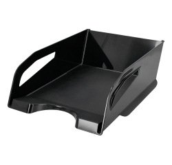 Bandeja sobremesa plastico q-connect gran capacidad con asa negro opaco 386x270x115mm