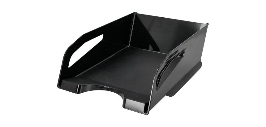 Bandeja sobremesa plastico q-connect gran capacidad con asa negro opaco 386x270x115mm