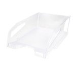 Bandeja sobremesa plastico q-connect gran capacidad con asa transparente 386x270x115mm