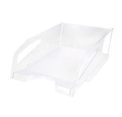Bandeja sobremesa plastico q-connect gran capacidad con asa transparente 386x270x115mm