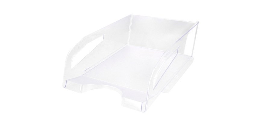 Bandeja sobremesa plastico q-connect gran capacidad con asa transparente 386x270x115mm