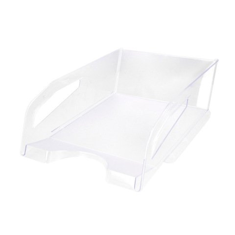 Bandeja sobremesa plastico q-connect gran capacidad con asa transparente 386x270x115mm