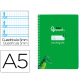 Cuaderno espiral liderpapel din a5 pautaguia tapa blanda 40 h 75 gr cuadro pautado 5mm color verde
