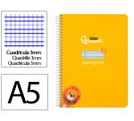 Cuaderno espiral liderpapel a5 pautaguia tapa dura 80h 90gr cuadro pautado 3mm color amarillo