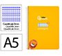 Cuaderno espiral liderpapel a5 pautaguia tapa dura 80h 90gr cuadro pautado 3mm color amarillo